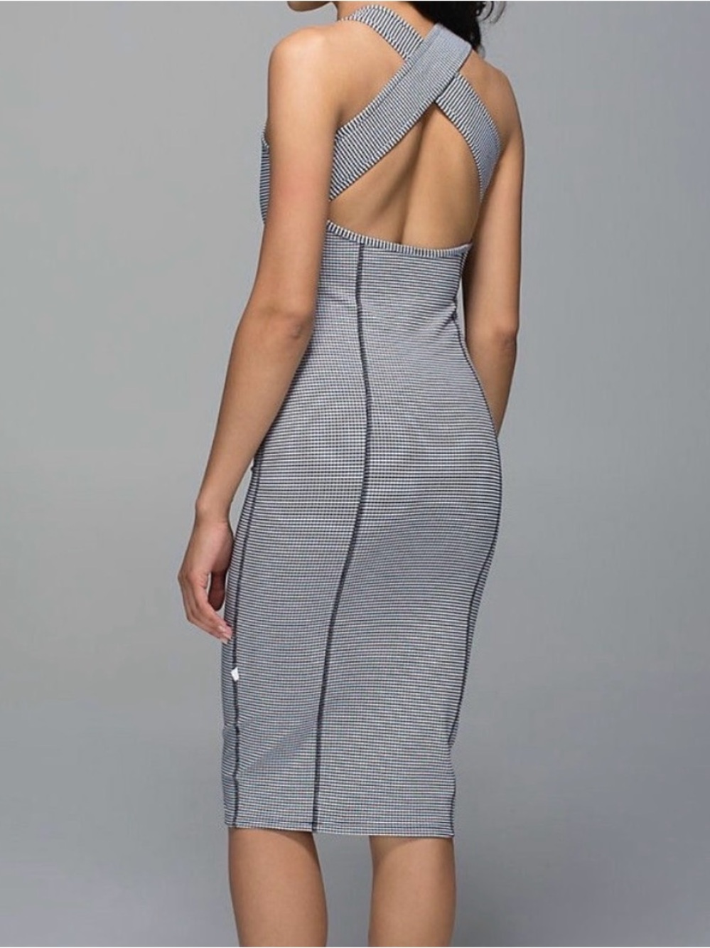 lululemon athletica Striped Cross-Back Midi Dress in Grey - Picnic Play Dress